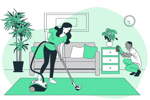 Ilustração do conceito de limpeza da casa