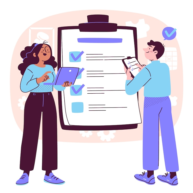 Vetor grátis ilustração do conceito de lista de verificação de equipe