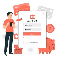 Ilustração do conceito de login do banco