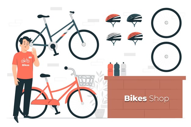 Ilustração do conceito de loja de bicicletas