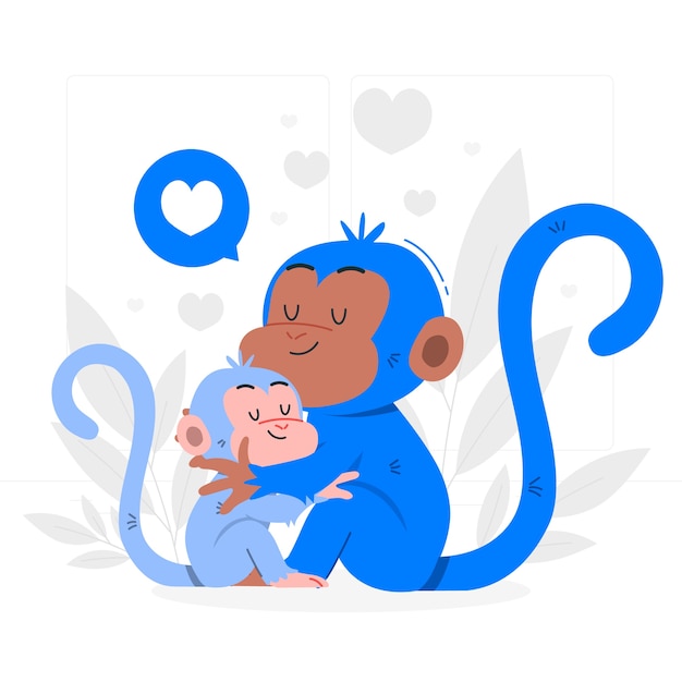 Vetor grátis ilustração do conceito de mãe e bebê de macaco