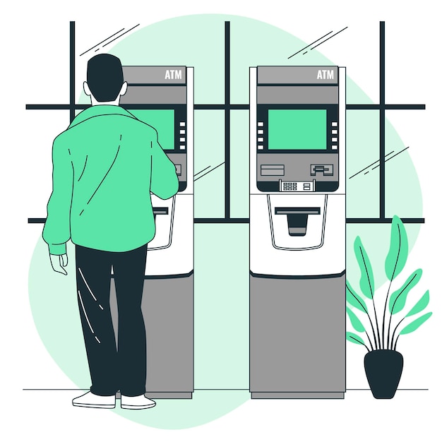 Vetor grátis ilustração do conceito de máquina atm