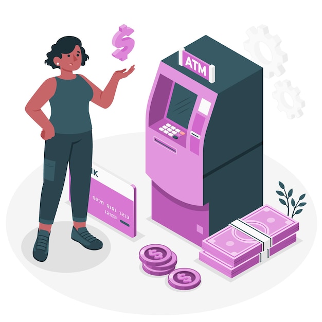 Vetor grátis ilustração do conceito de máquina atm