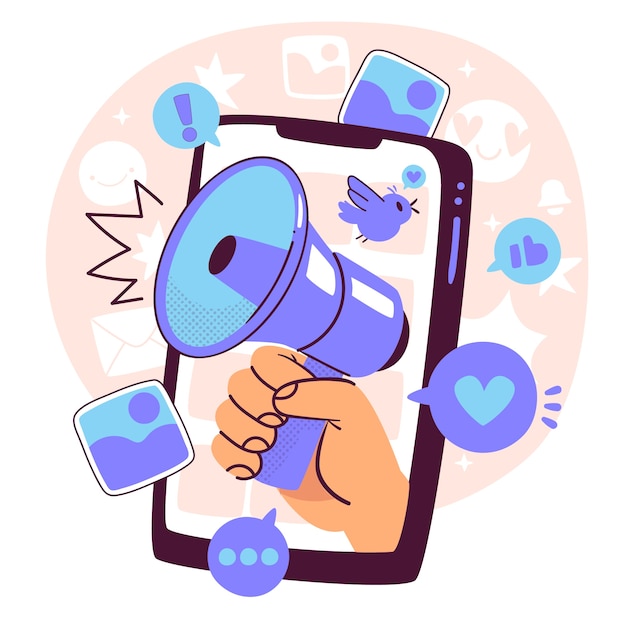 Ilustração do conceito de marketing móvel