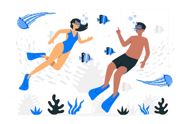 Vetor grátis ilustração do conceito de mergulho de amigos