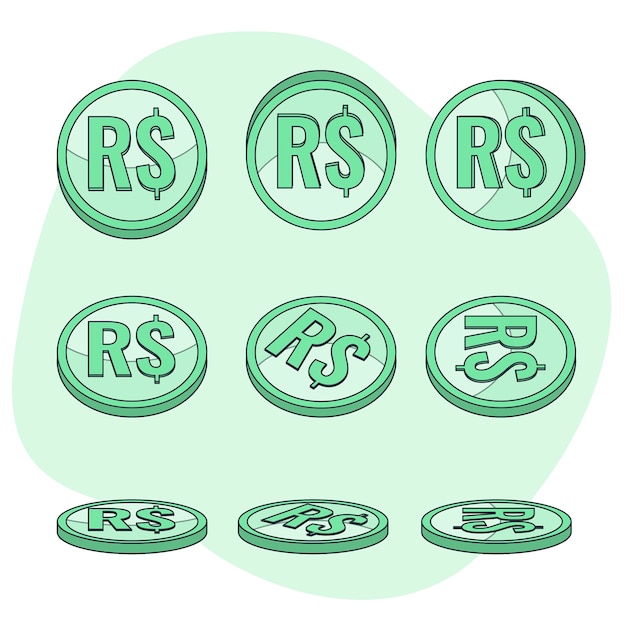 Vetor grátis ilustração do conceito de moedas reais brasileiras