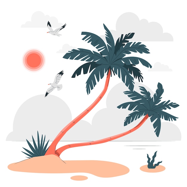 Vetor grátis ilustração do conceito de palmeira inclinada