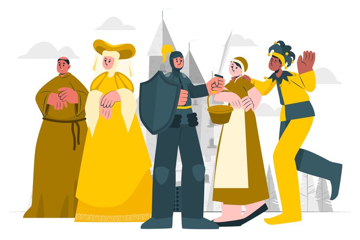 Vetor grátis ilustração do conceito de personagens medievais