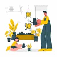 Vetor grátis ilustração do conceito de pessoas cuidando das plantas