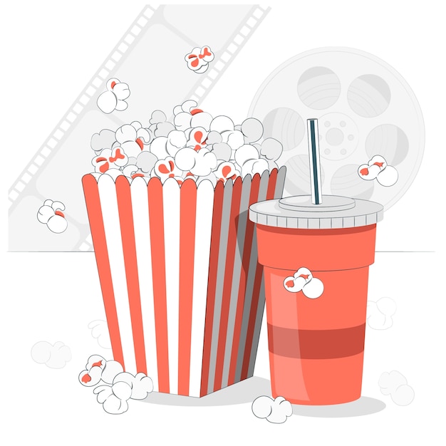 Ilustração do conceito de pipocas de cinema