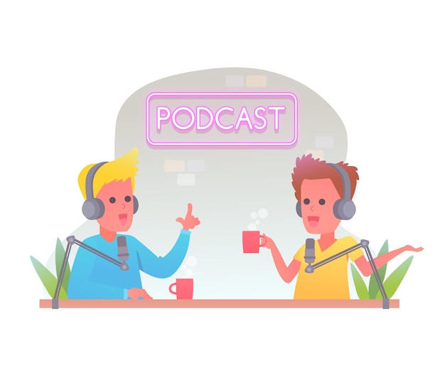 Ilustração do conceito de podcast