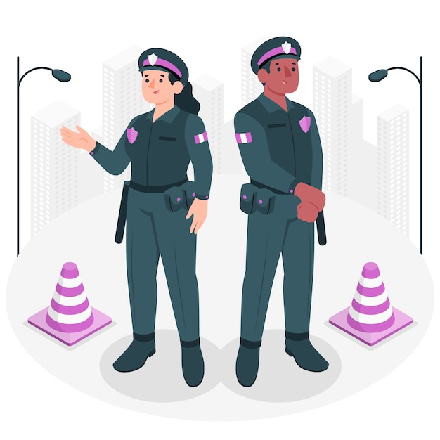 Ilustração do conceito de policial e policial