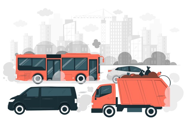 Ilustração do conceito de poluição do carro
