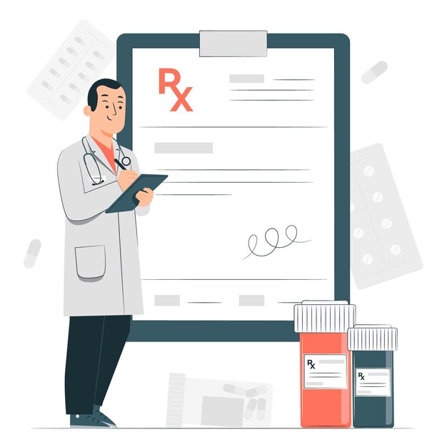 Ilustração do conceito de prescrição médica