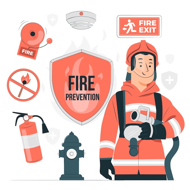 Ilustração do conceito de prevenção de incêndio