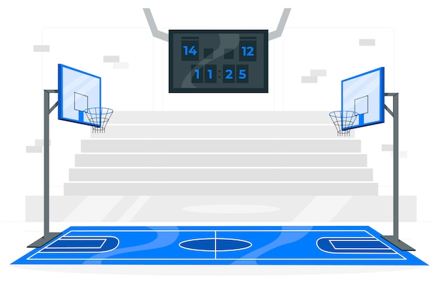 Vetor grátis ilustração do conceito de quadra de basquete