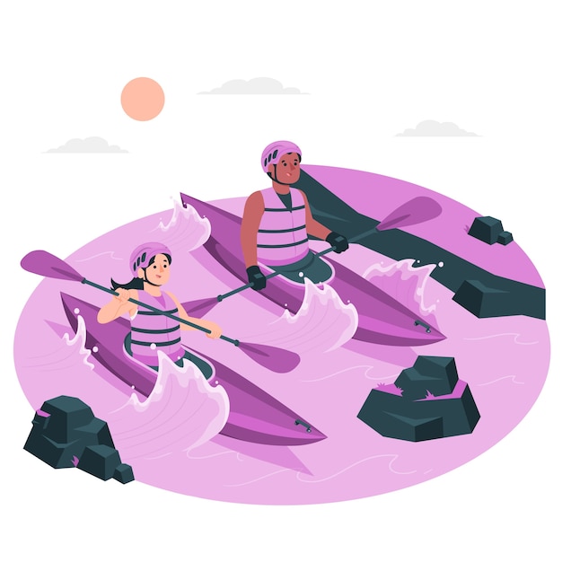 Vetor grátis ilustração do conceito de rafting