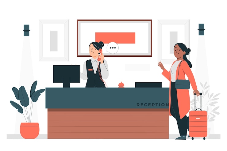 Vetor grátis ilustração do conceito de recepção do hotel