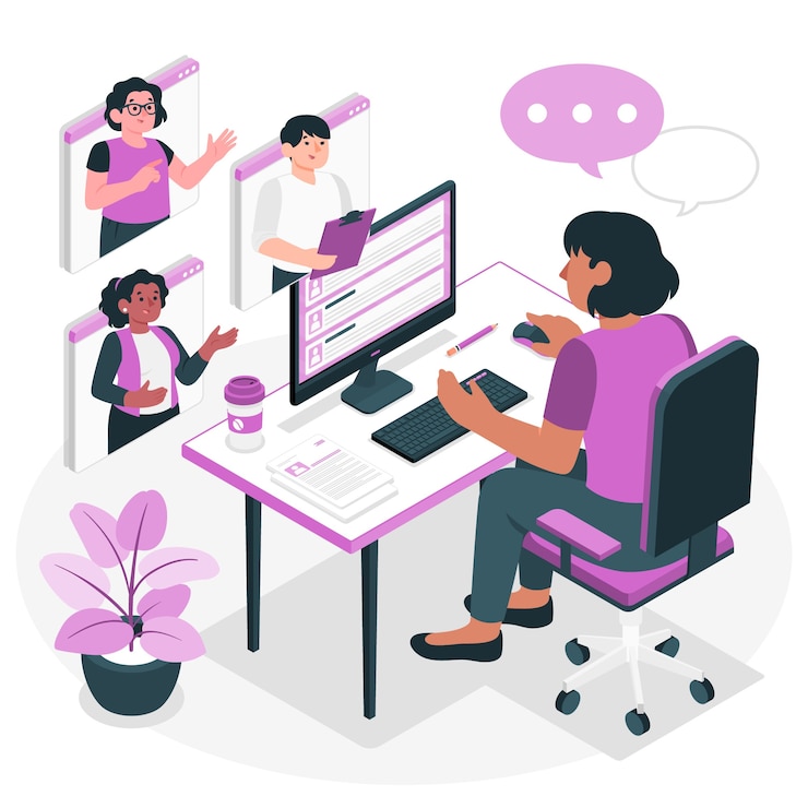 Vetor grátis ilustração do conceito de recrutamento à distância