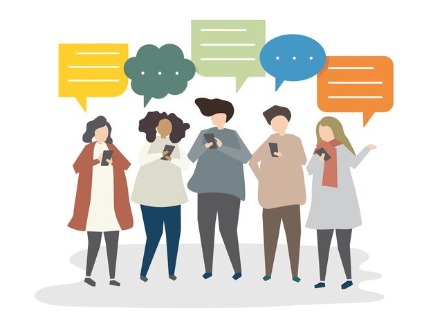 Ilustração do conceito de rede social de avatar