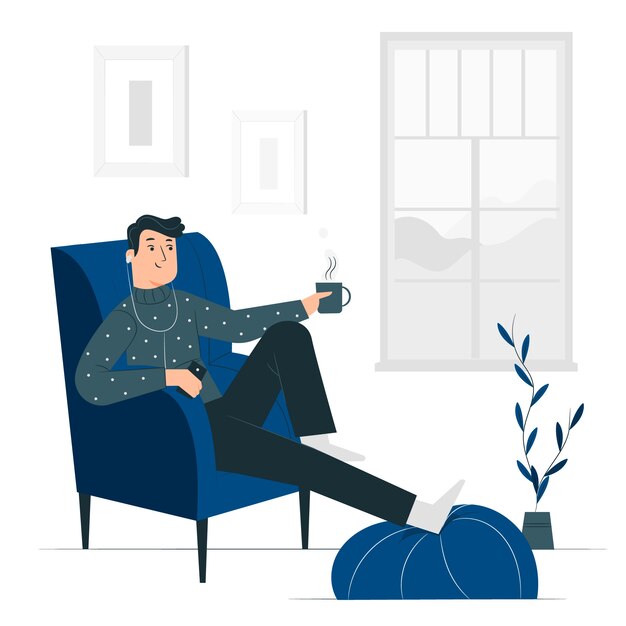 Ilustração do conceito de relaxamento em casa