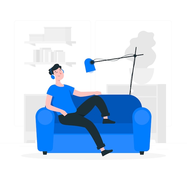 Ilustração do conceito de relaxamento em casa