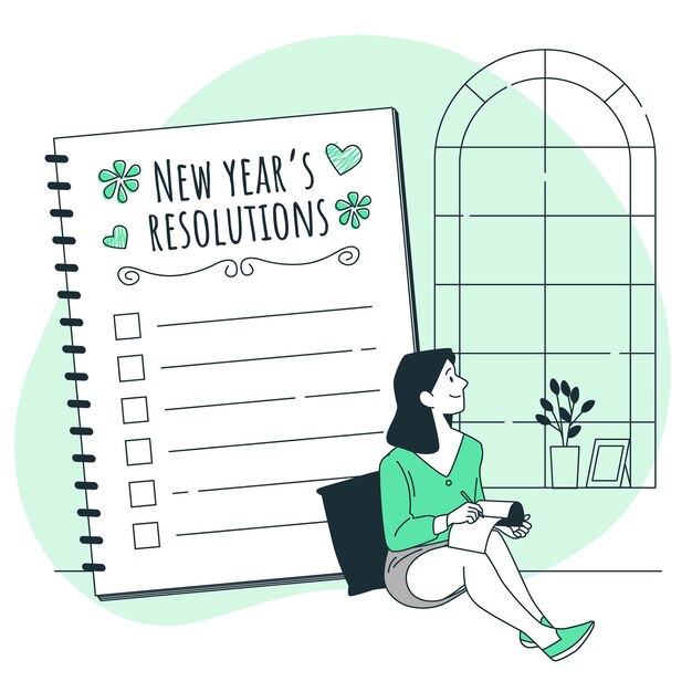 Ilustração do conceito de resoluções de ano novo