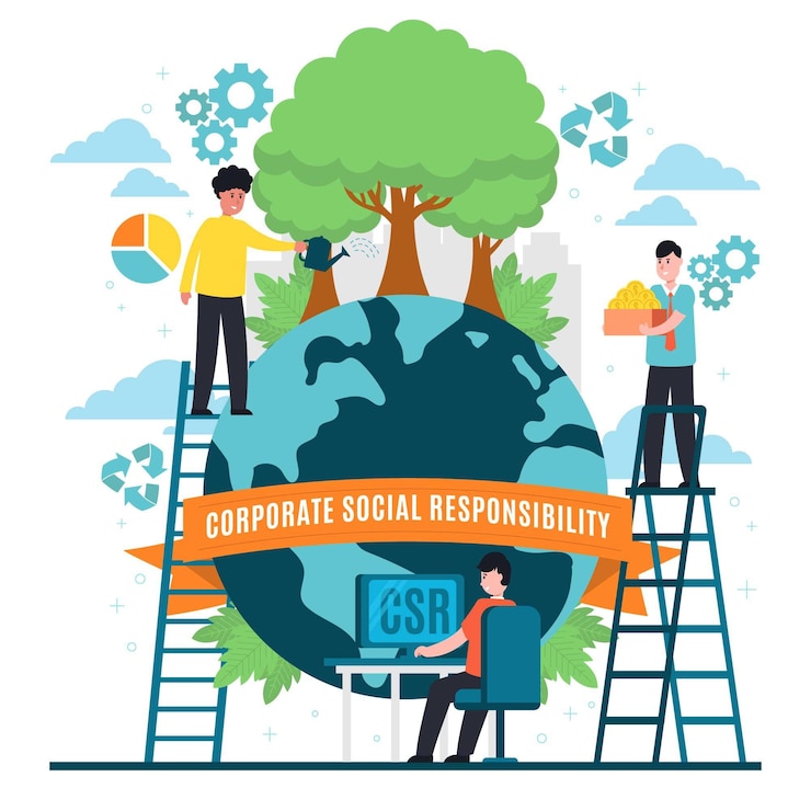 Vetor grátis ilustração do conceito de responsabilidade social corporativa de design plano