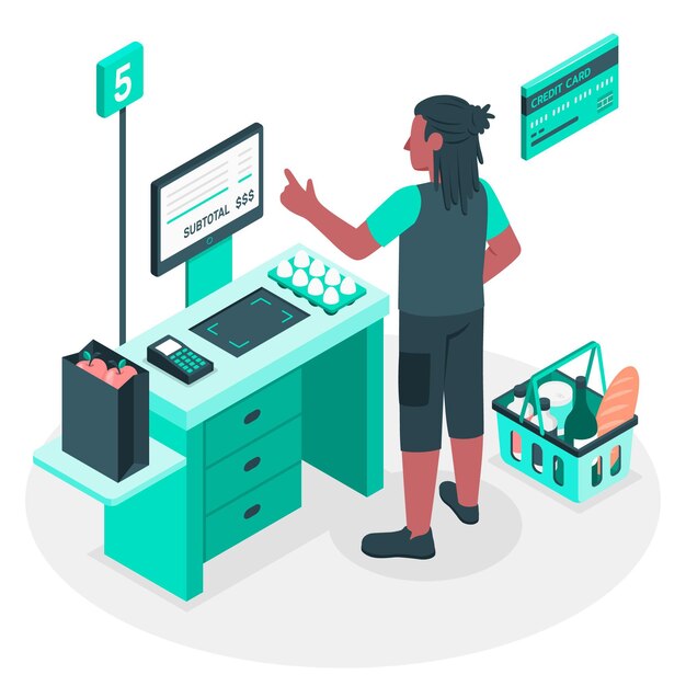 Ilustração do conceito de self checkout
