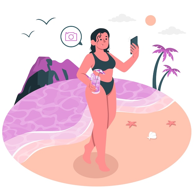 Ilustração do conceito de selfie de viagem