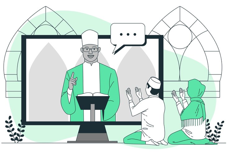 Vetor grátis ilustração do conceito de serviço online de mesquita
