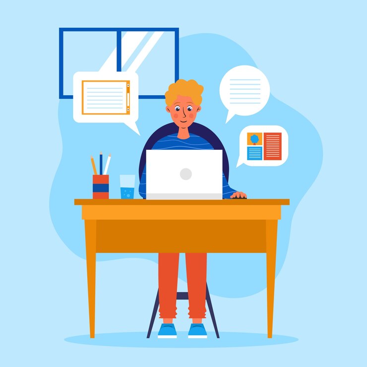 Vetor grátis ilustração do conceito de teletrabalho