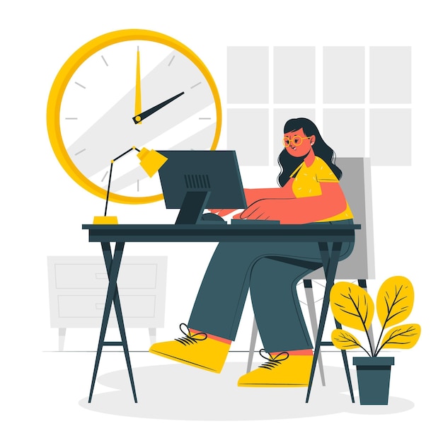 Vetor grátis ilustração do conceito de tempo de trabalho