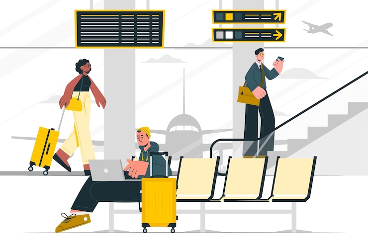 Vetor grátis ilustração do conceito de terminal de aeroporto