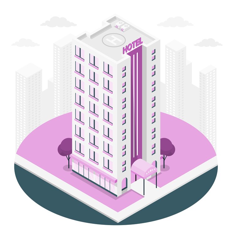 Vetor grátis ilustração do conceito de torre de hotel