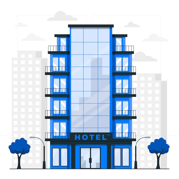 Ilustração do conceito de torre de hotel