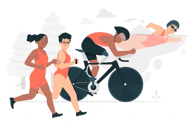Ilustração do conceito de triatlo paraolímpico