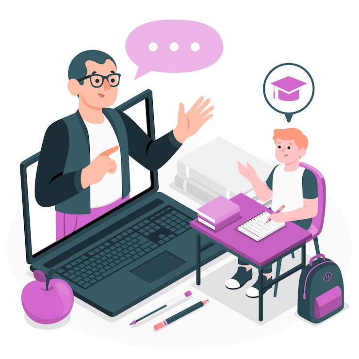 Vetor grátis ilustração do conceito de tutor on-line