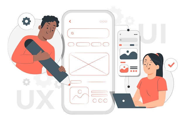 Ilustração do conceito de ui-ux móvel