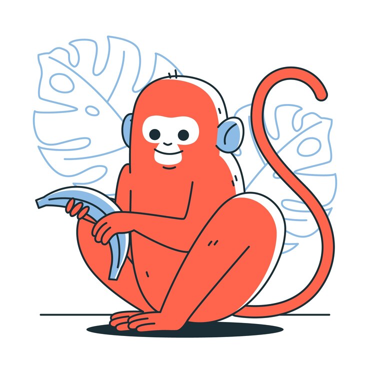 Vetor grátis ilustração do conceito de um macaco segurando uma banana