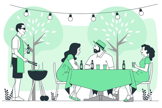 Ilustração do conceito de uma festa de churrasco