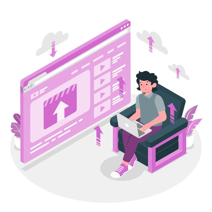 Vetor grátis ilustração do conceito de upload de vídeo