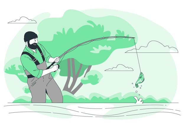 Vetor grátis ilustração do conceito de vara de pescar