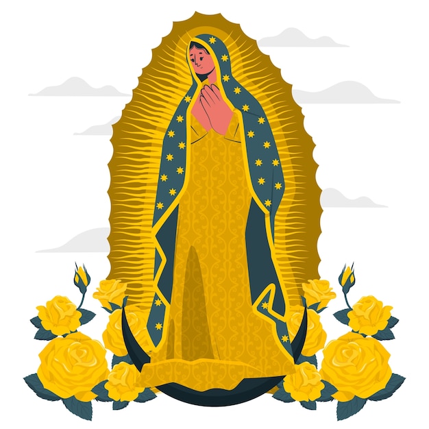 Vetor grátis ilustração do conceito de virgen de guadalupe