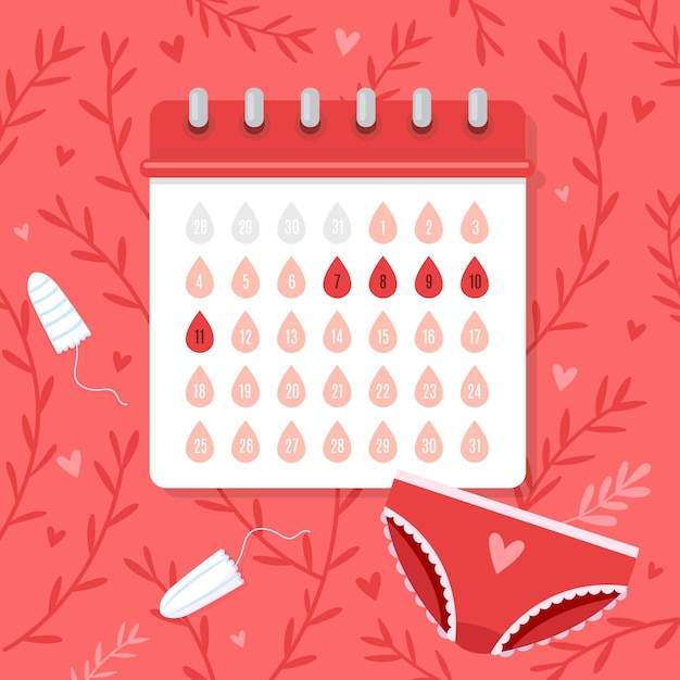 Vetor grátis ilustração do conceito do calendário menstrual vermelho