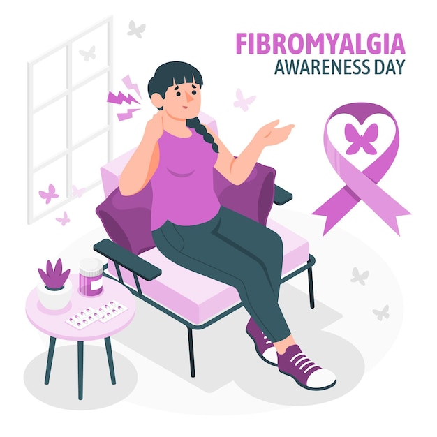 Vetor grátis ilustração do conceito do dia de conscientização sobre fibromialgia