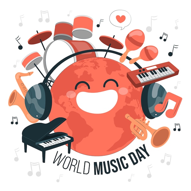 Ilustração do conceito do dia mundial da música