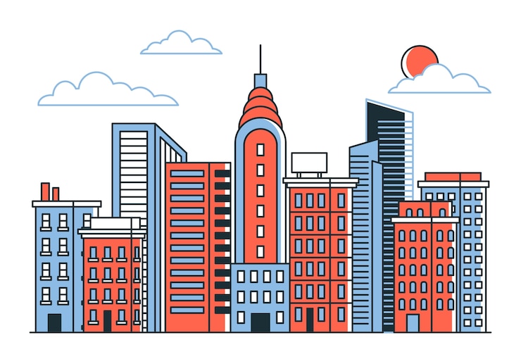 Vetor grátis ilustração do conceito do horizonte da cidade