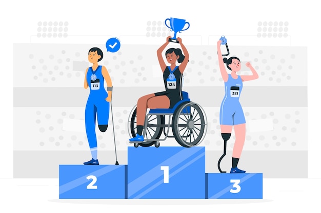 Vetor grátis ilustração do conceito do pódio dos vencedores paraolímpicos