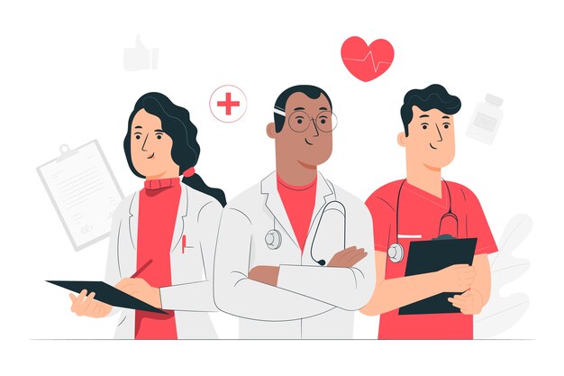 Ilustração do conceito dos médicos